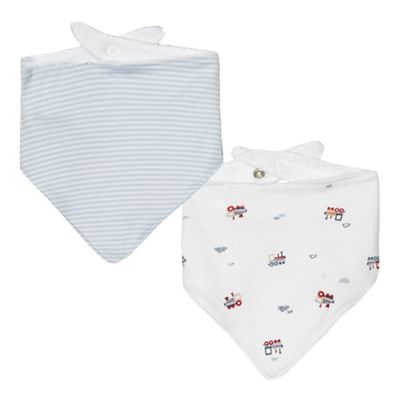 Pack of two babies pale blue train dribble bibs